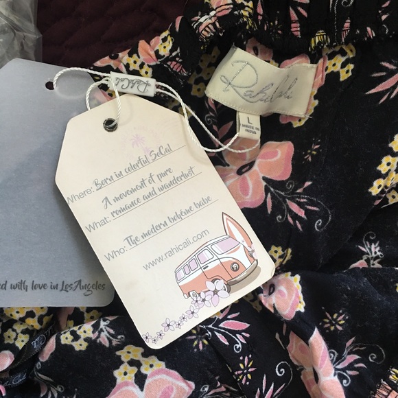 Rahi Cali Malibu Escape High Low Black Floral Dress L - Picture 12 of 14